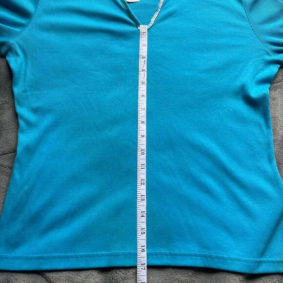 Vintage Y2K Talbot’s Petites blue 3/4 quarter sleeve ribbed top size large - Picture 6 of 6